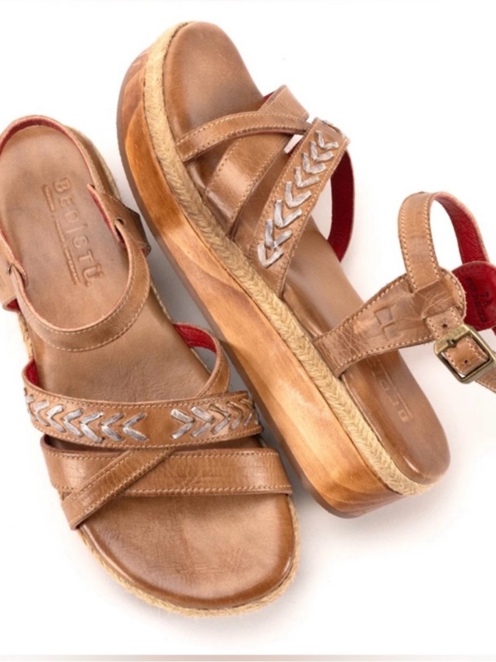 NEW Bed Stu Necessary Platform Sandal in Tan Rustic Leather 7